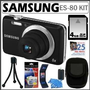 Samsung ES80 12MP Digital Camera with 5x Optical Zoom in Black + 4GB 