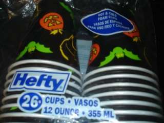 Halloween Hefty Foam Cups Hot Cold 26 Ct. Cats Pumpkins  