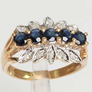   Yellow Gold .50 CTW Sapphire & Diamond Vintage Estate Ring Jewelry