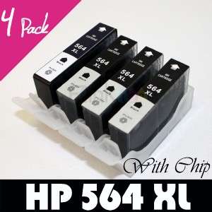 4pk HP 564 XL Black Ink PhotoSmart C410A C309n Printer  