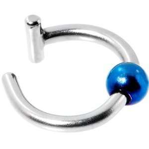 Illusion Fake Blue Titanium Ball Stainless Steel Non Pierced Clip On 
