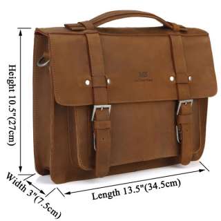 Rare Crazy Horse Leather Mens Dark Brown Laptop Handbag Messenger Bag 
