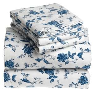  6 Ounce Luxury Weight Flannel Twin Sheet Set, Chloe Blue 