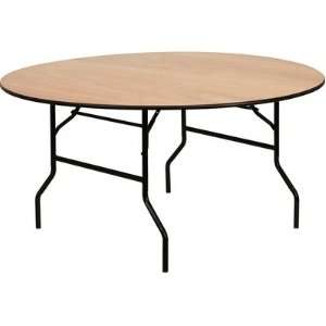  Round Wood Folding Banquet Table with Unfinished Top Size 