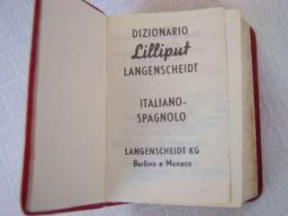 Langenscheidts, Lilliput Dictionary Italian   Spanish 1960s  