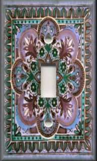 Light Switch Plate Cover   Italian Tile Pattern   Fiore   Jewel Tones 