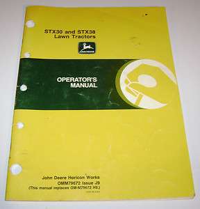 John Deere STX30 STX38 Lawn Tractor Operators Owners Manual book jd 