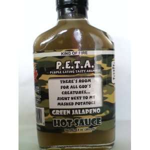 PETA Green Jalapeno Hot Sauce, 6.75 oz Flask  Grocery 