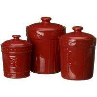 NEW 3 Pc Red Signature Housewares Kitchen Canister Set  