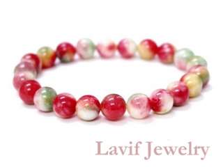 Multi color jade beads elastic bracelet {C338  