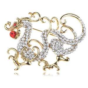  Celestial Chinese Dragon Swarovski Crystal Element Pin Brooch Jewelry