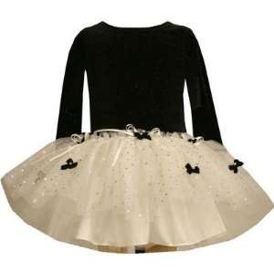  Bonnie Jean Infant Girls Black White Sparkle Party Dress 