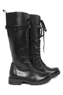 Volatile Black Strap Combat Boots