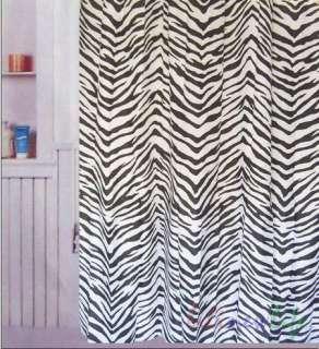 Zebra Print Bathroom Fabric Waterproof Shower Curtain Free 12 Hooks 
