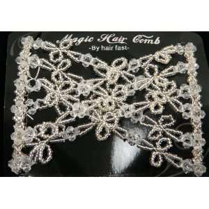  EZ Magic Comb Stretchy Beaded Hair Comb In White Crystal 
