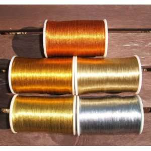  5 Metallic Machine Embroidery Spools Gold Silver Copper 