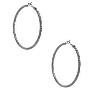  G by GUESS Thick Sparkle Hoop Earrings, SILVER Jewelry