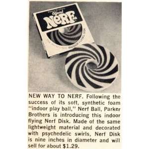  1970 Ad Nerf Flying Disk Parker Bros. Indoor Foam Toy 