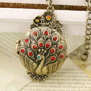  Peacock Open Case Fashion Jewelry Long Chain Pendant Necklace  