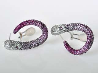 Salavetti 18K White Gold Diamond Pink Sapphire Earrings  