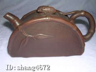 Super Elegant Old YiXing ZiSha Pottery Bamboo Teapot  