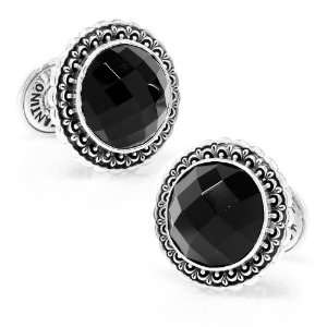  Konstantino Round Faceted Onyx Cufflinks Jewelry