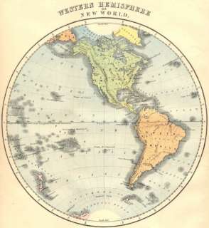 WORLD West Hemisphere New, 1870 map  