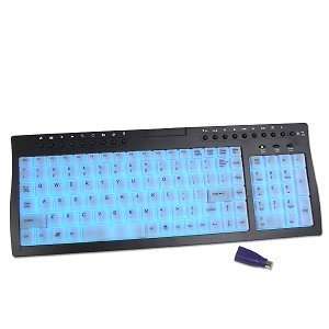    USB PS/2 White Lighted Multimedia Keyboard (Black) Electronics
