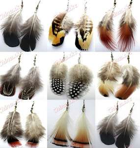 Wholesale jewelry lots 10pairs Mixed Natural feathers Fashion earrings 