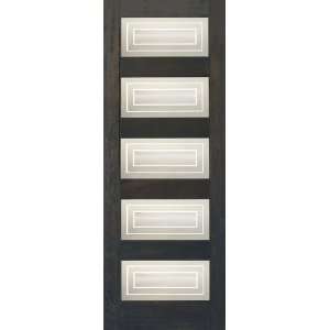   32x96 Contemporary Interior Mahogany Door with Matte Squares Glass