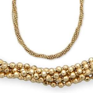 14kt Italian Yellow Gold Six Strand Beaded Necklace. 16 Jewelry