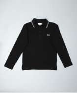 Hugo Boss KIDS black cotton pique long sleeve polo style# 318092601