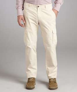 Brunello Cucinelli ivory cotton cuffed cargo pants