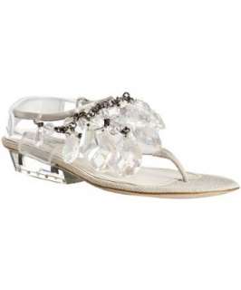 Prada silver and clear pvc jeweled thong sandals   