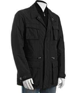 Corneliani black poly cotton Identity safari coat   up to 70 