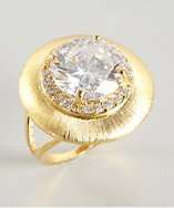Jardin 18k gold plate round and pave crystal ring style# 318530101