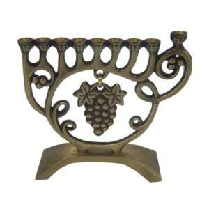 Hanukkah Menorah. Made of Brass. Hanging Grape Charm Design. Size 5.5 