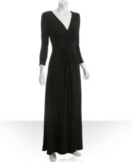   neck ruched sleeve gown  