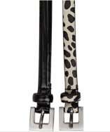 Fashion Focus set of 2   ivory cheetah and glossy black skinny belts 