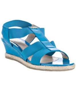 Fendi turquoise elastic strap wedge sandals  