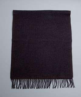 Zegna black and brown wool striped edge fringe scarf