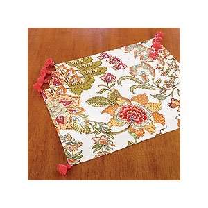  Kavita Floral Placemats with Pom Poms, Set of 4 Kitchen 