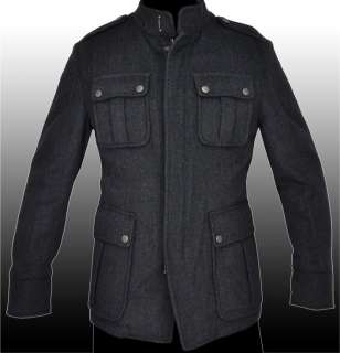   BOSS Gray Military Style Cashmere Wool Winter Jacket Coat Veste 44R XL
