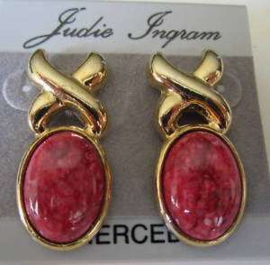 Judie Ingram gold tone EARRINGS pierced costume jewelry  
