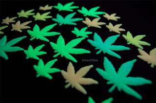 24 Piece Glow in the Dark Marijuana Weed Pot Leafs 704155125334  