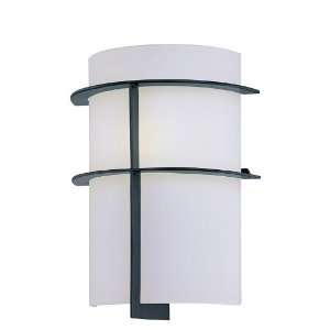  Wall Lamp with Frosted Glass Shade in Black Finish