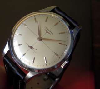 Vintage Swiss Made LONGINES Mens watch 1960s  SILVER DIAL  STEEL CASE 