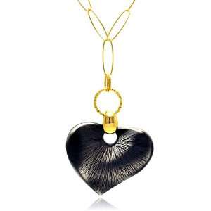   Silver Necklaces Black Rhodium Leaf Pendant On A Gold Plated Necklace