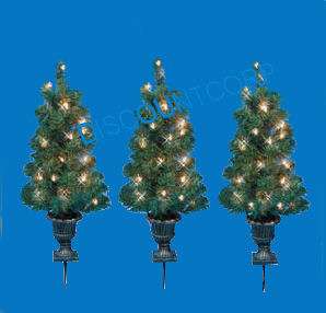   OUTDOOR ARTIFICAL PRE LIT CHRISTMAS TREES POTTED PATHWAY LIGHTS  