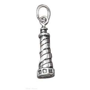  Sterling Silver Spiral Design Lighthouse Charm Jewelry